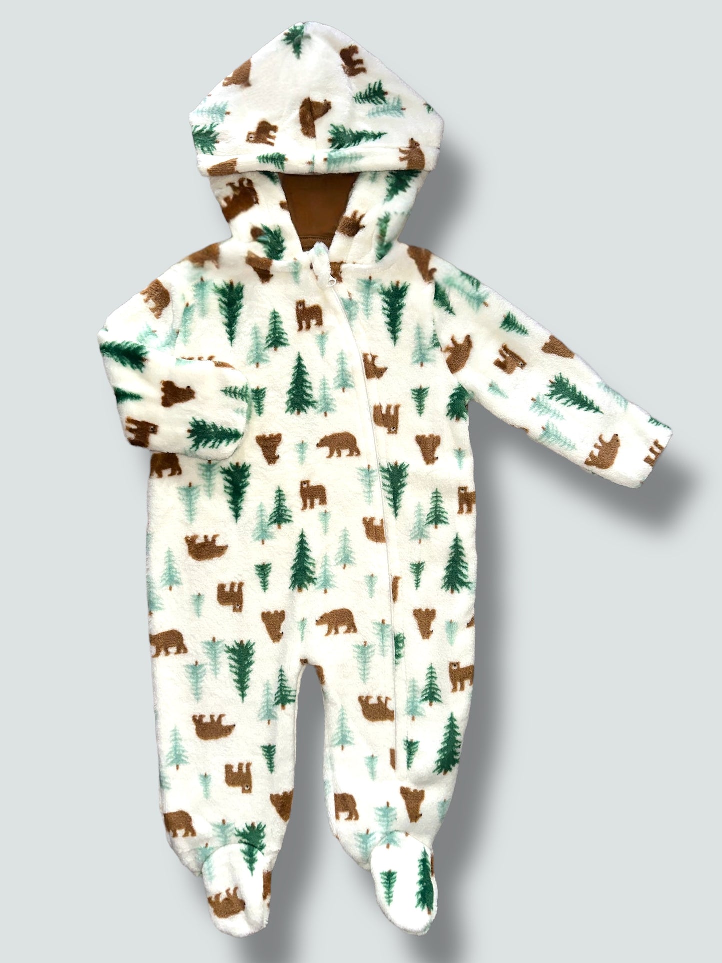 Boys Hooded Jumpsuit - Cuddle Bear