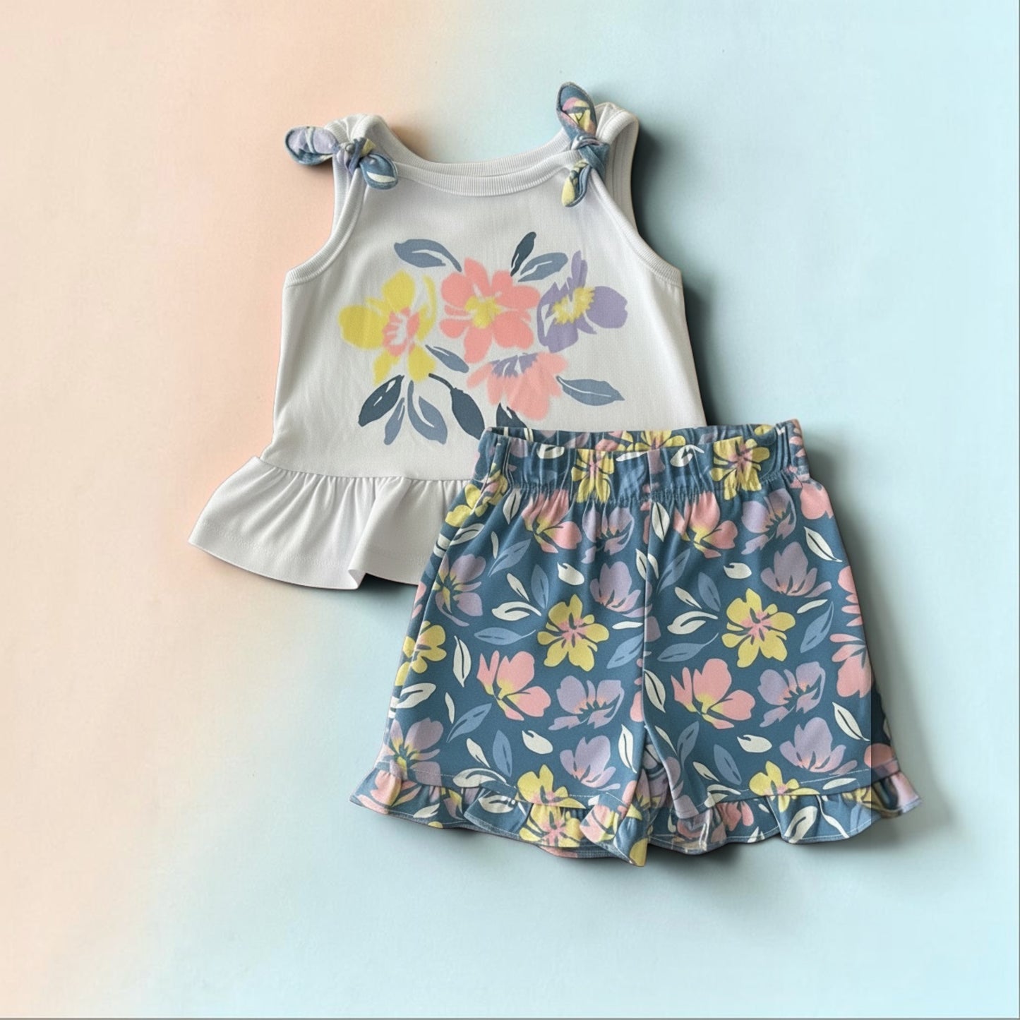 Real Love Toddler Girls Sleeveless Top & Shorts Set - Blue Floral