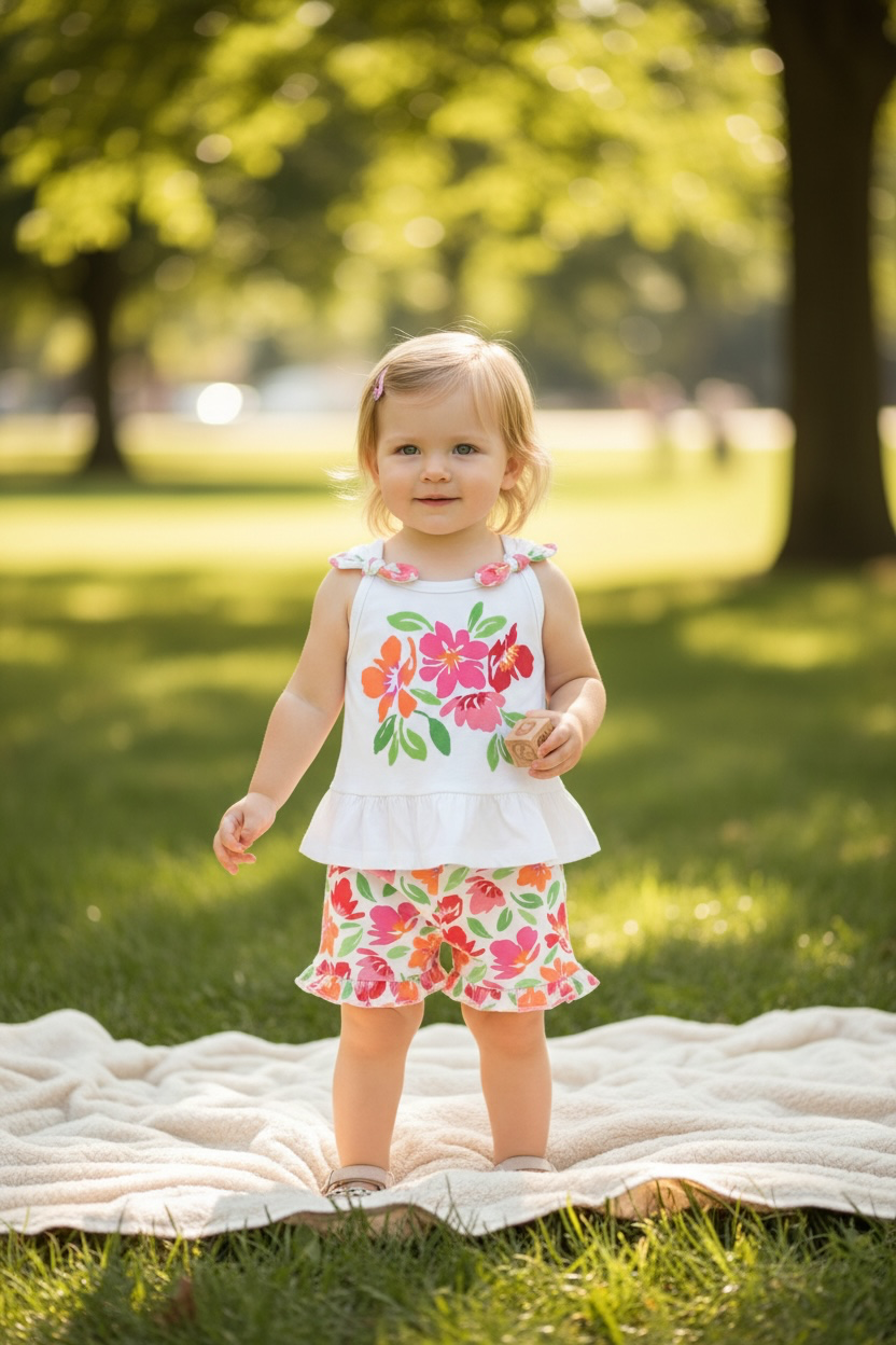 Real Love Toddler Girls Sleeveless Top & Shorts Set - Pink Floral