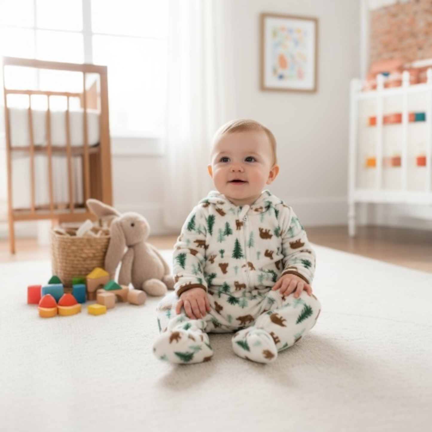 Boys Hooded Jumpsuit - Cuddle Bear