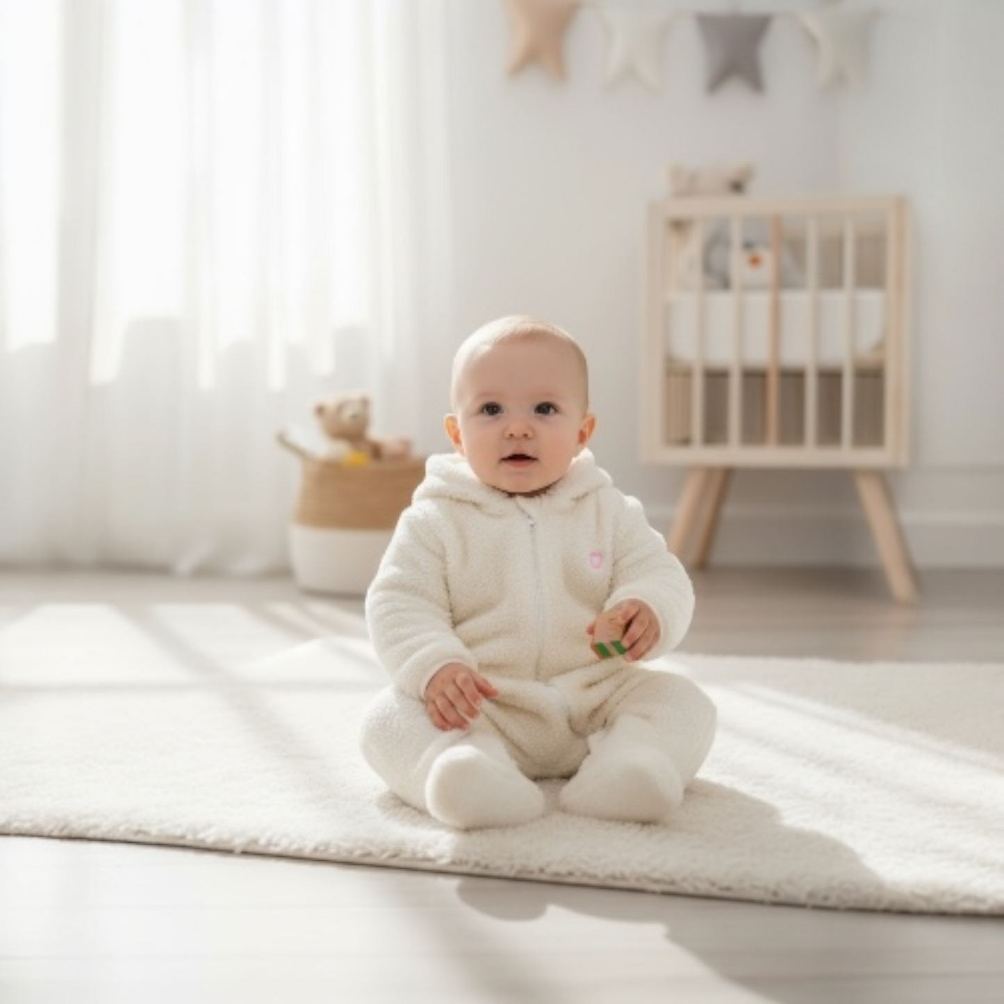 Girls Hooded Jumpsuit - Ivory Heart