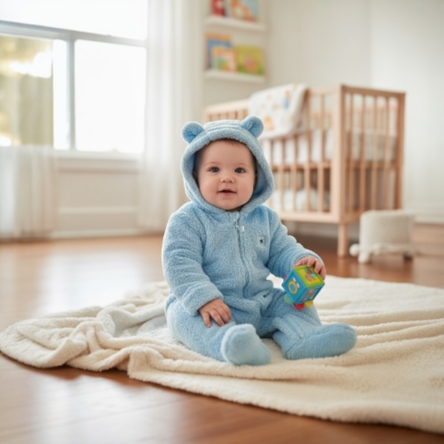 Boys Hooded Jumpsuit - Blue Star