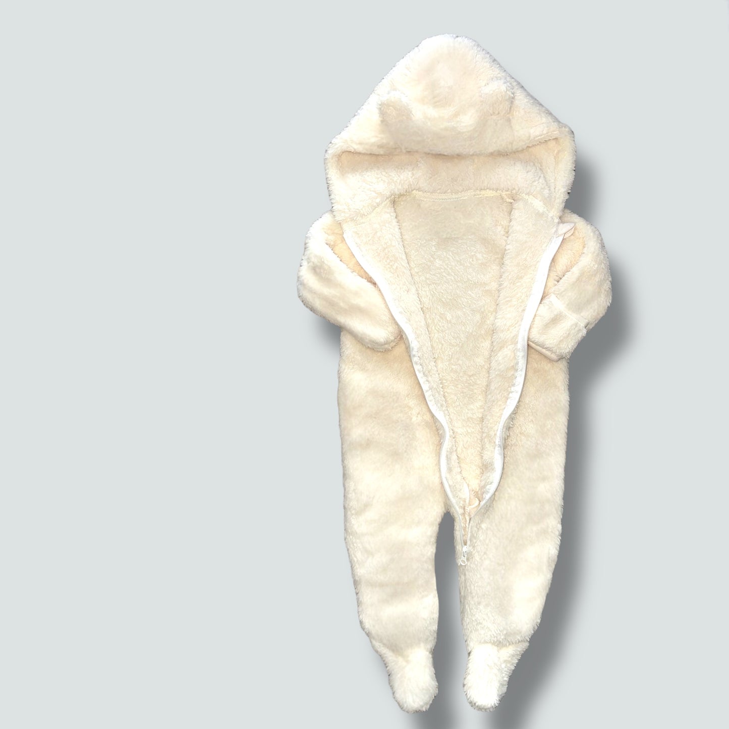 Girls Hooded Jumpsuit - Ivory Heart