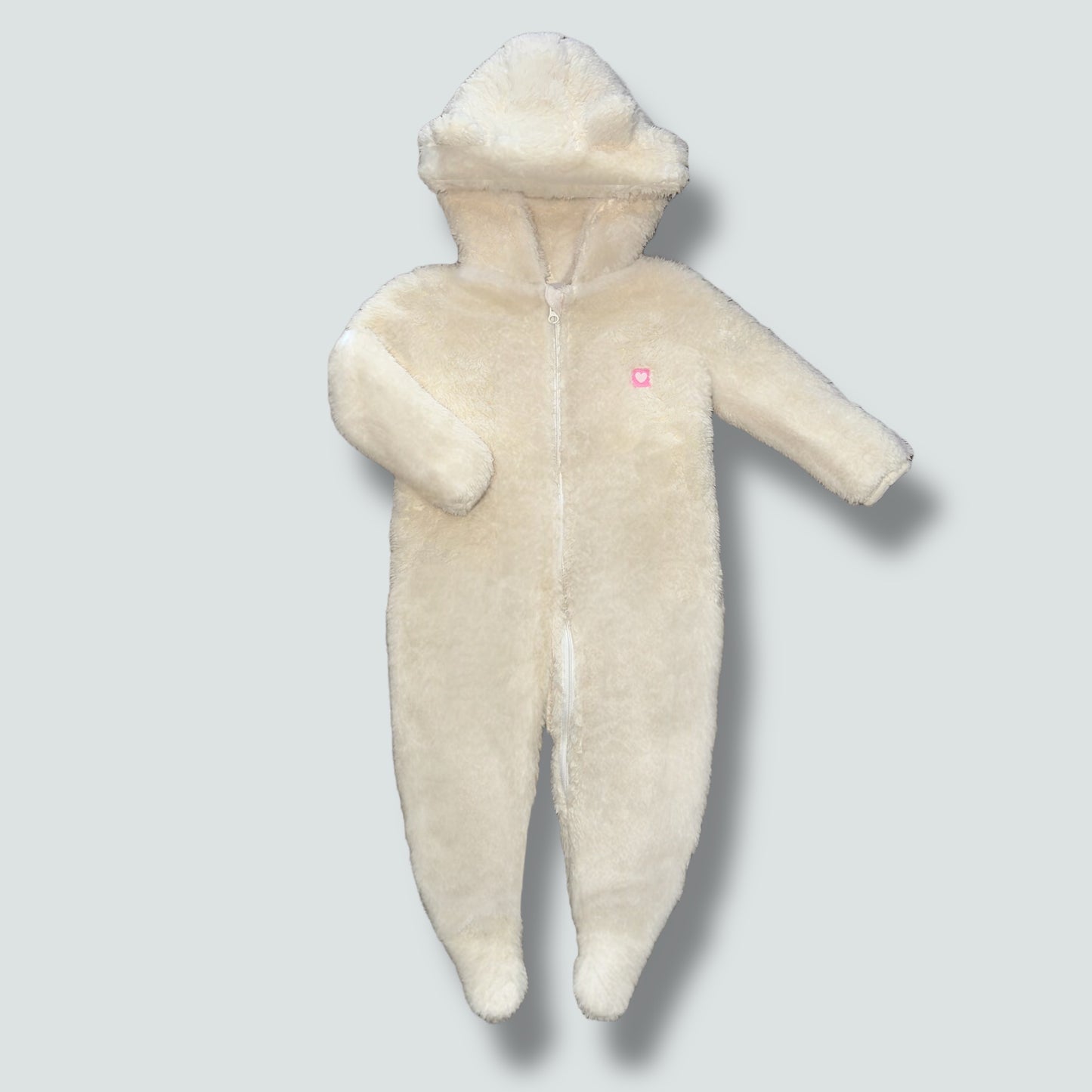Girls Hooded Jumpsuit - Ivory Heart